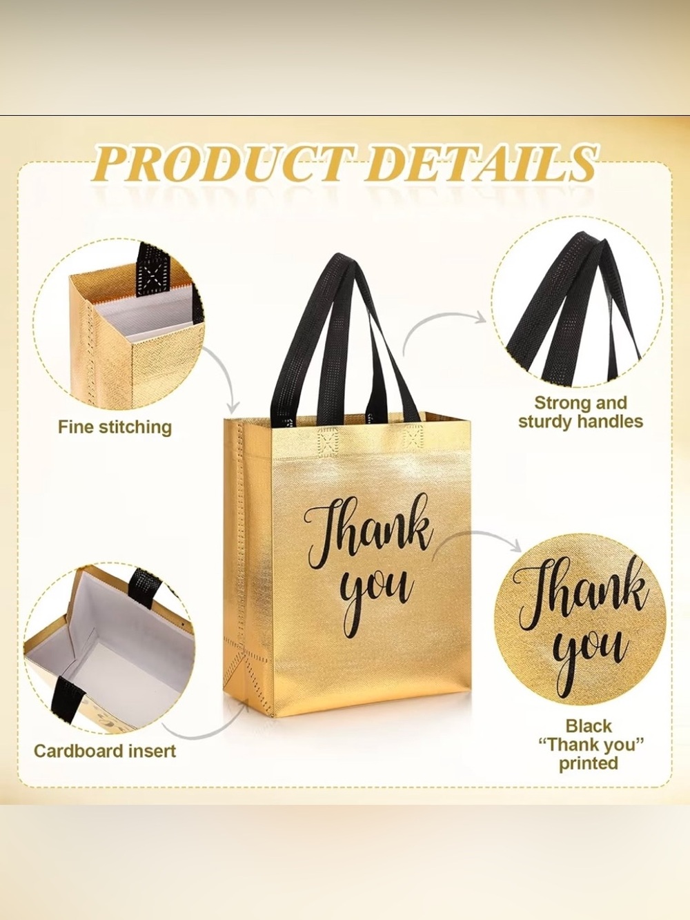 Total of 8 ‘Thank You Party Gold/Black Bags’